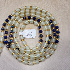 Glow in the Dark Navy Blue Gold Oblong Waist Beads
