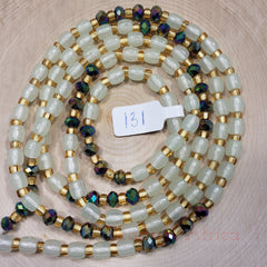 Glow in the Dark and Rainbow Black Oblong Waist Beads