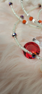 Glow in the Dark White and Orange Color Blend Tubular Waist Beads