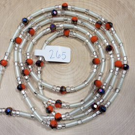 Glow in the Dark White and Orange Color Blend Tubular Waist Beads