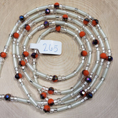 Glow in the Dark White and Orange Color Blend Tubular Waist Beads