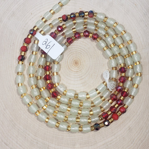 Gold and Red Crystalline Glow in the Dark Oblong Waist Beads