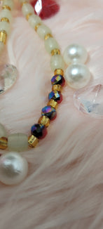 Gold and Red Crystalline Glow in the Dark Oblong Waist Beads