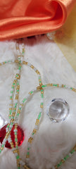 Gold, White and Green Waist Beads