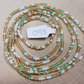 Gold, White and Green Waist Beads