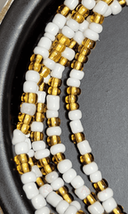 Gold and White Waist Beads - Beads Of Africa