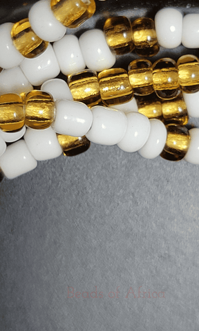 Gold and White Waist Beads - Beads Of Africa