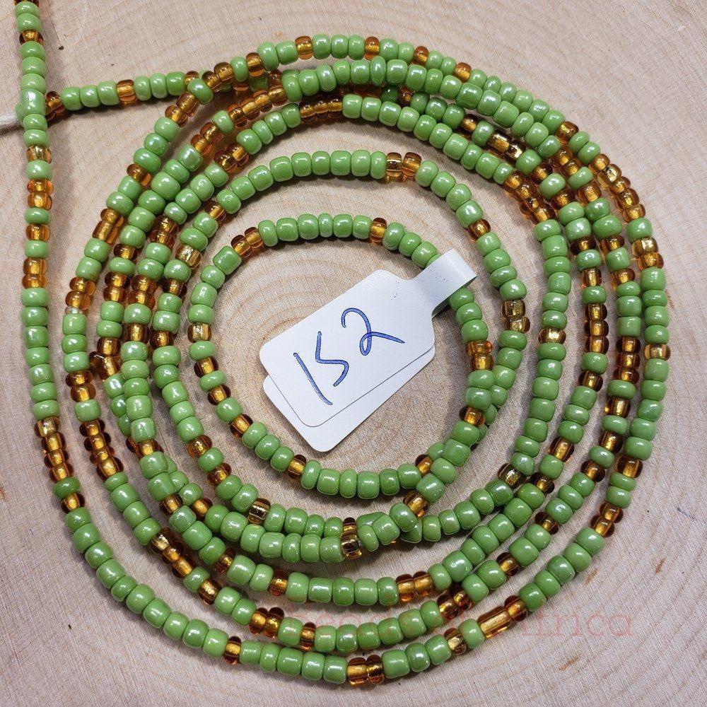 Green and Gold Round Waist Beads