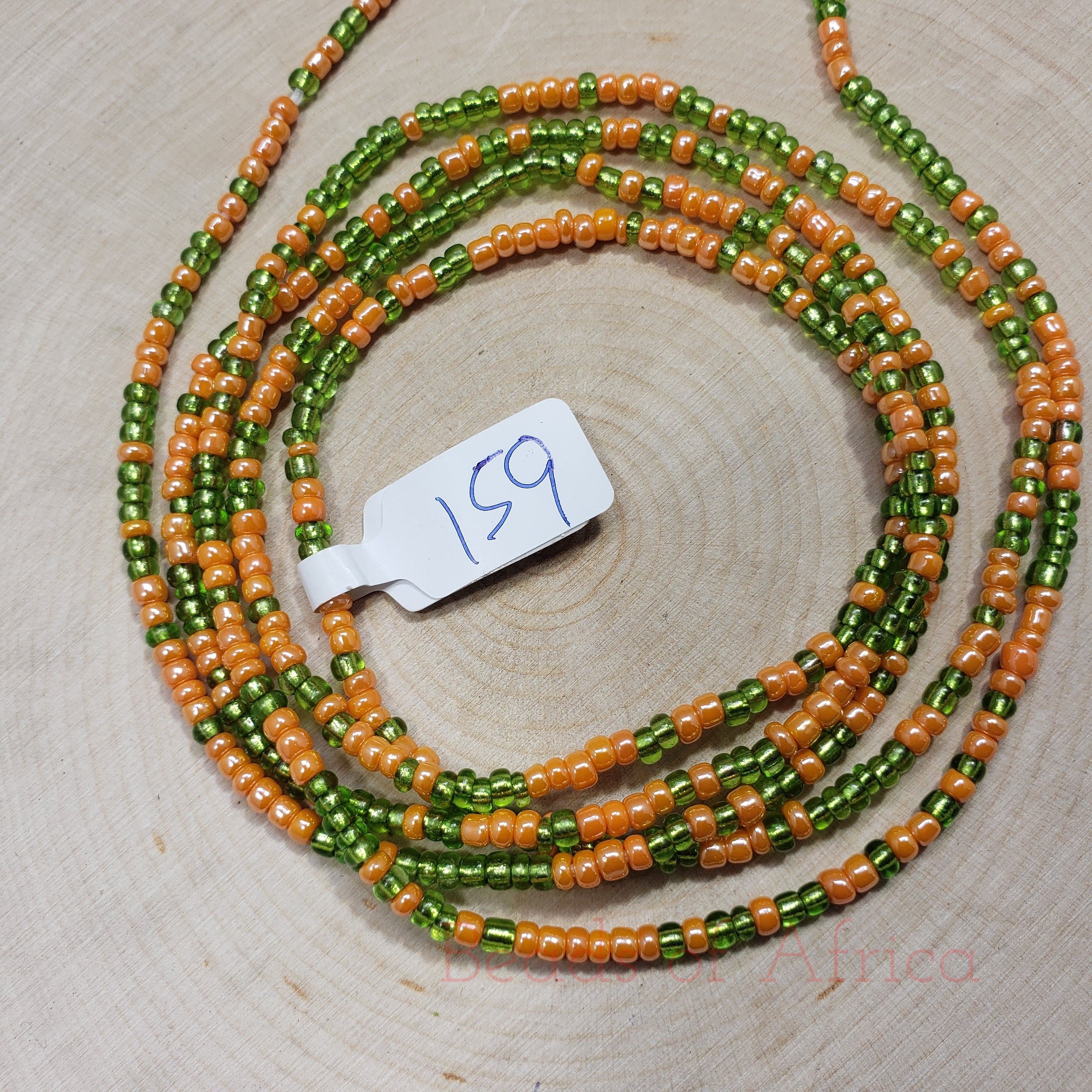 Green and Orange Shiny Waist Beads(sku)