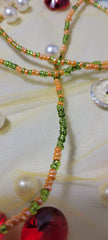 Green and Orange Shiny Waist Beads(sku)