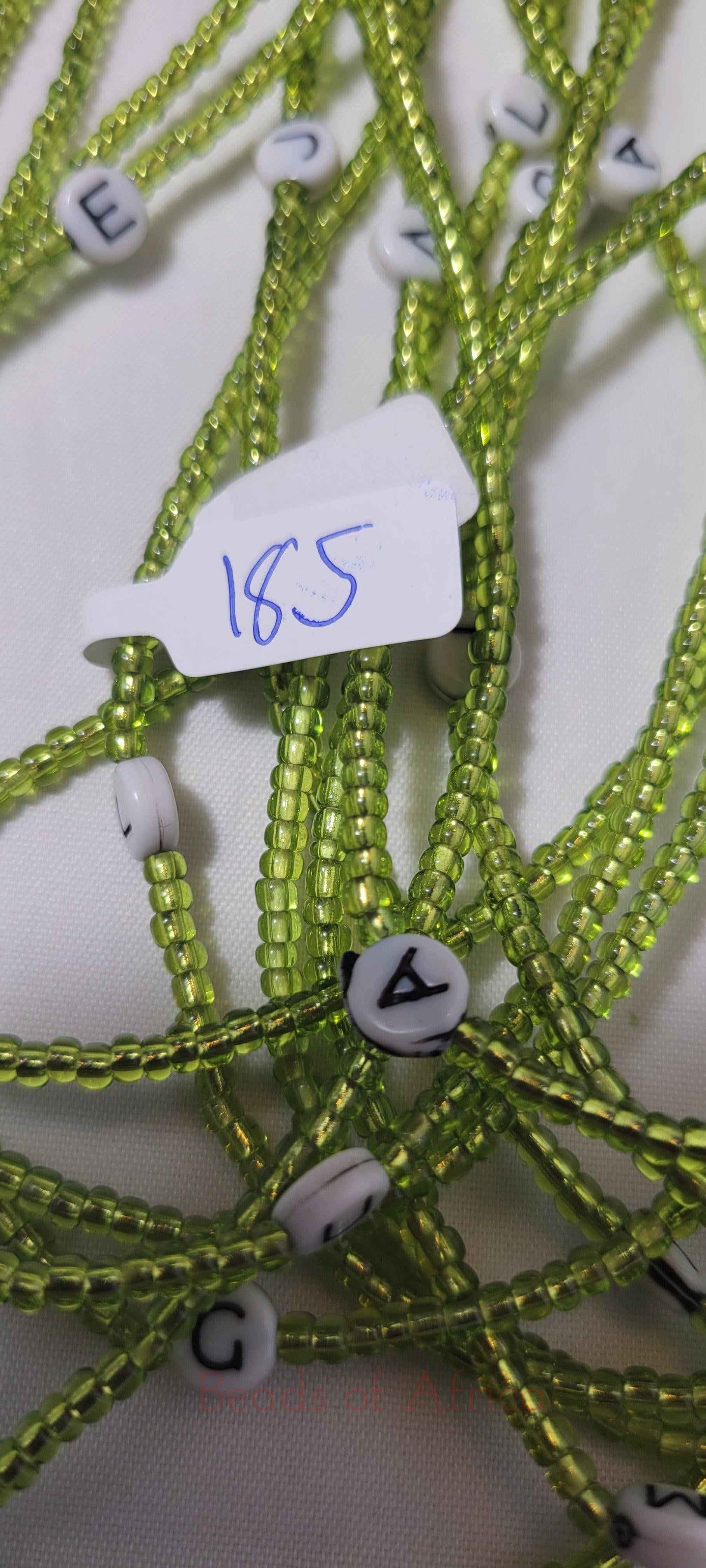 Green Waist Beads with Round Alphabet