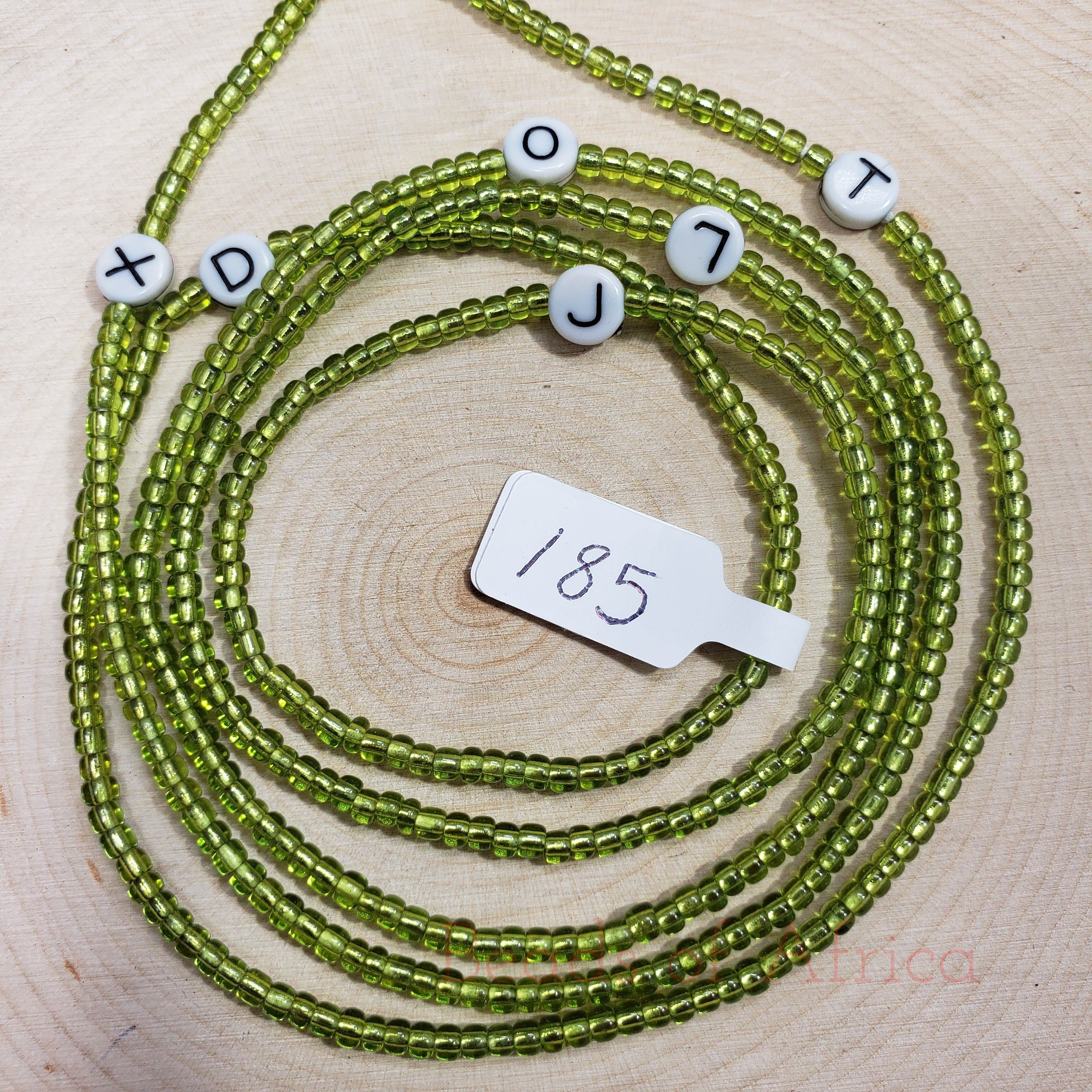 Green Waist Beads with Round Alphabet