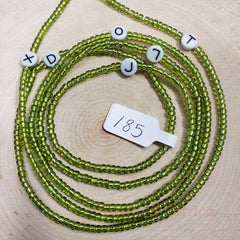 Green Waist Beads with Round Alphabet