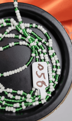 Green & White Waist Beads - Beads Of Africa