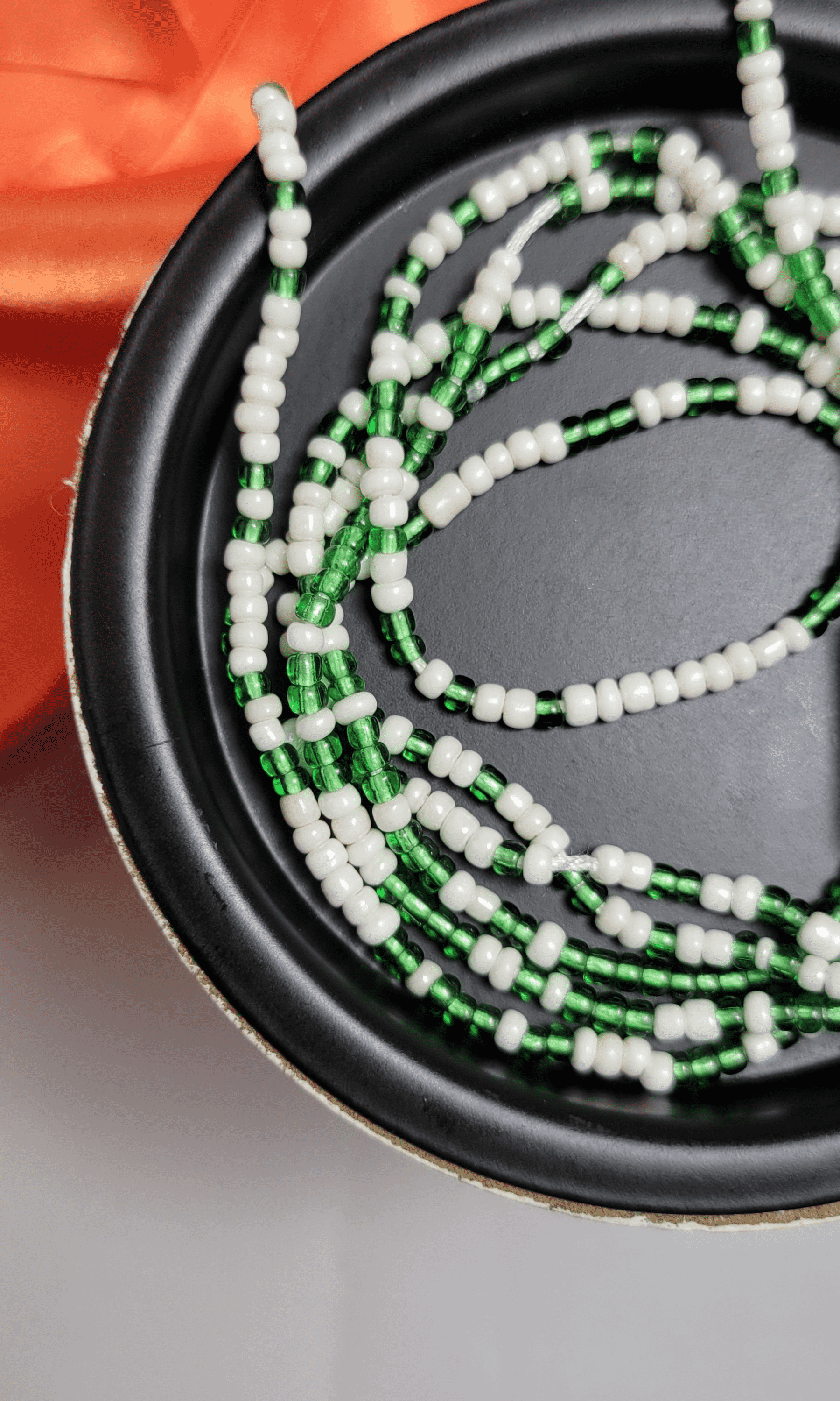 Green & White Waist Beads - Beads Of Africa