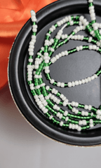 Green & White Waist Beads - Beads Of Africa