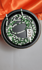 Green & White Waist Beads - Beads Of Africa