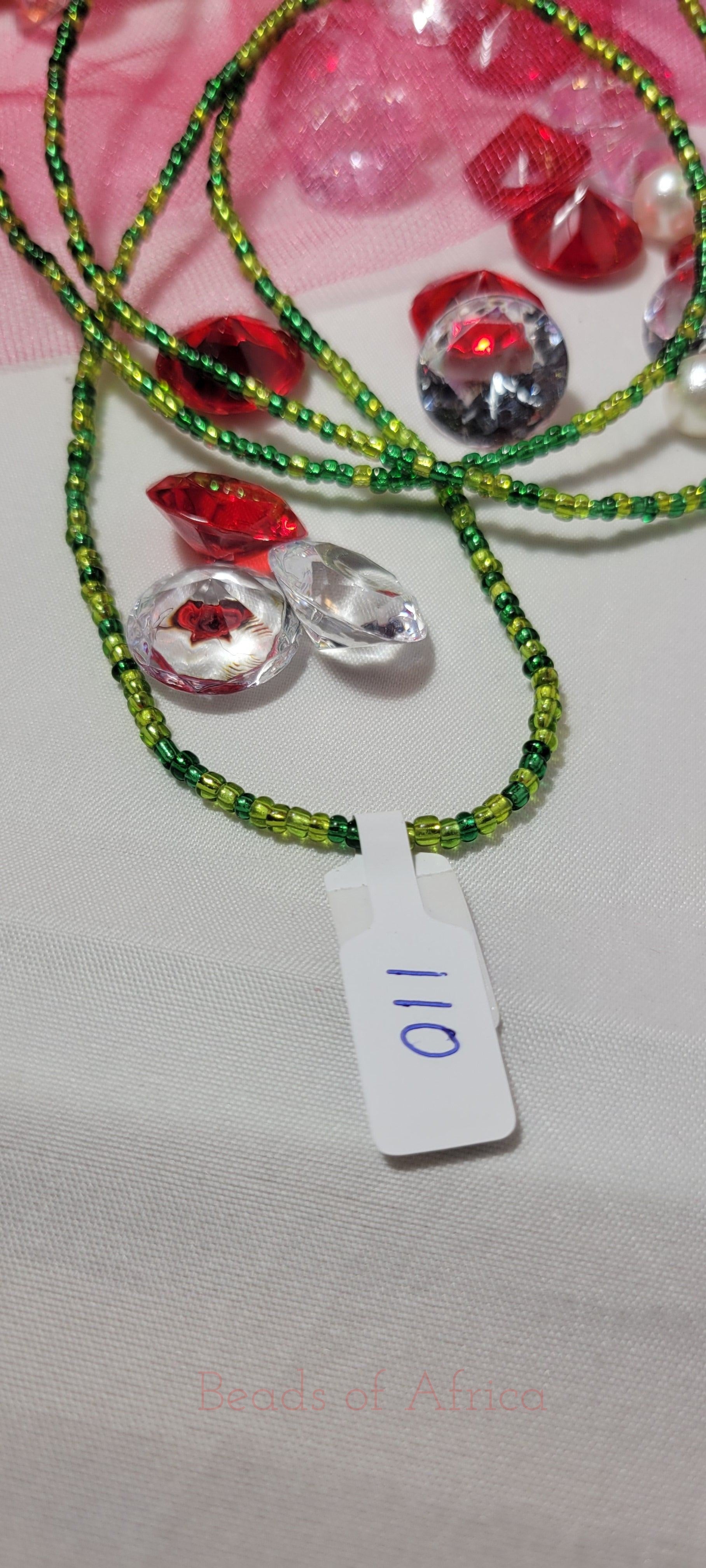 Light and Dark Green Shiny Waist Beads