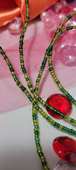 Light and Dark Green Shiny Waist Beads