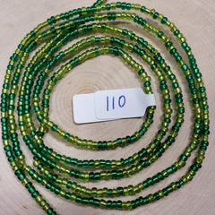 Light and Dark Green Shiny Waist Beads