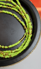 Green and Gold Waist Beads - Beads Of Africa