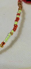 Lime Green, Red, and Gold Waist Beads