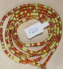Lime Green, Red, and Gold Waist Beads