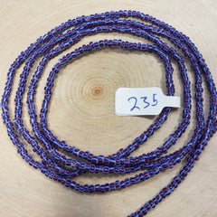 Navy Blue with Light Blue and Red Striped Waist Beads