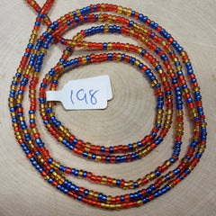Navy Blue, Red and Gold Waist Beads