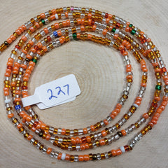 Orange with Crystal Clear Mixed Color Shiny Waist Beads