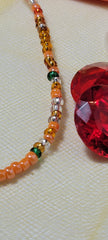 Orange with Crystal Clear Mixed Color Shiny Waist Beads