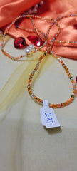 Orange with Crystal Clear Mixed Color Shiny Waist Beads