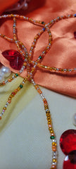 Orange with Crystal Clear Mixed Color Shiny Waist Beads