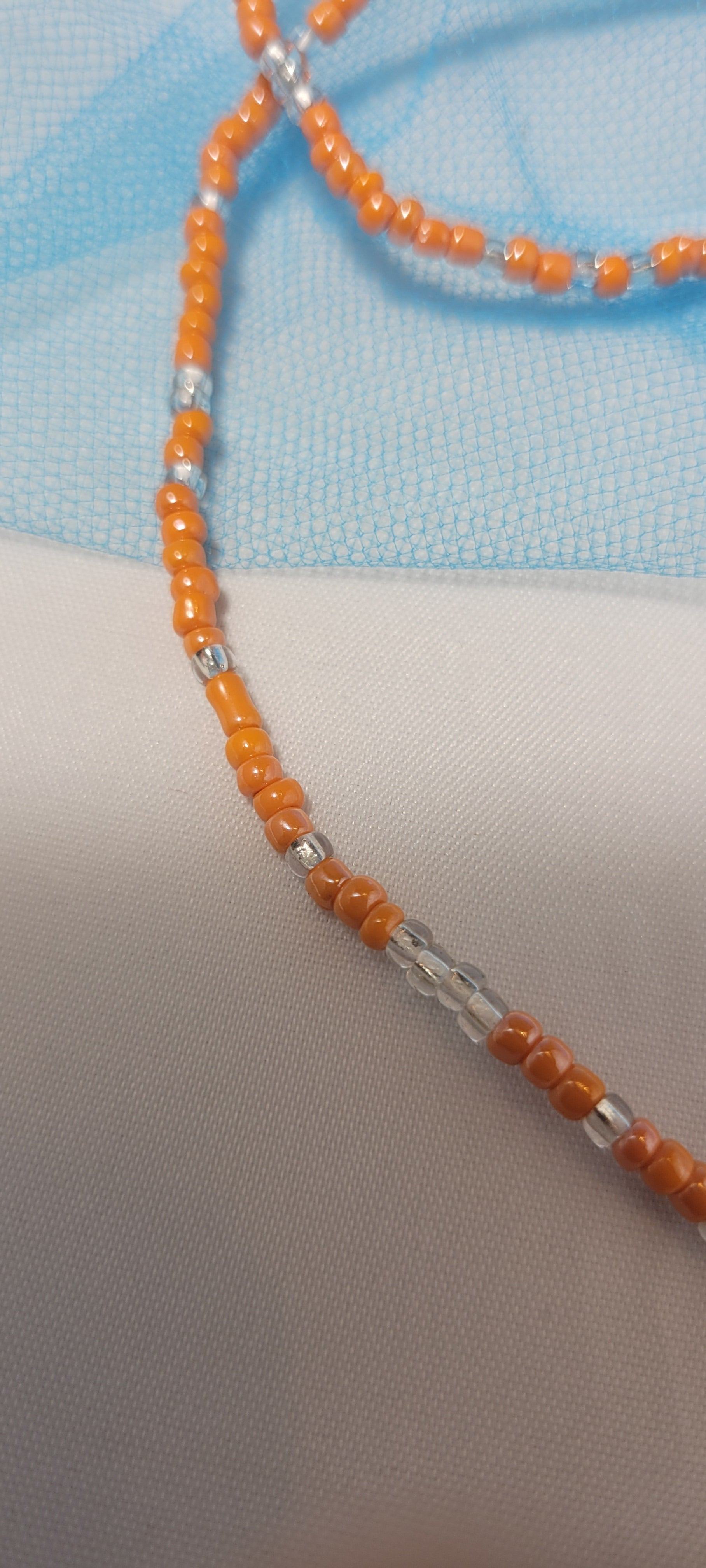 Crystal Clear Orange Waist Beads