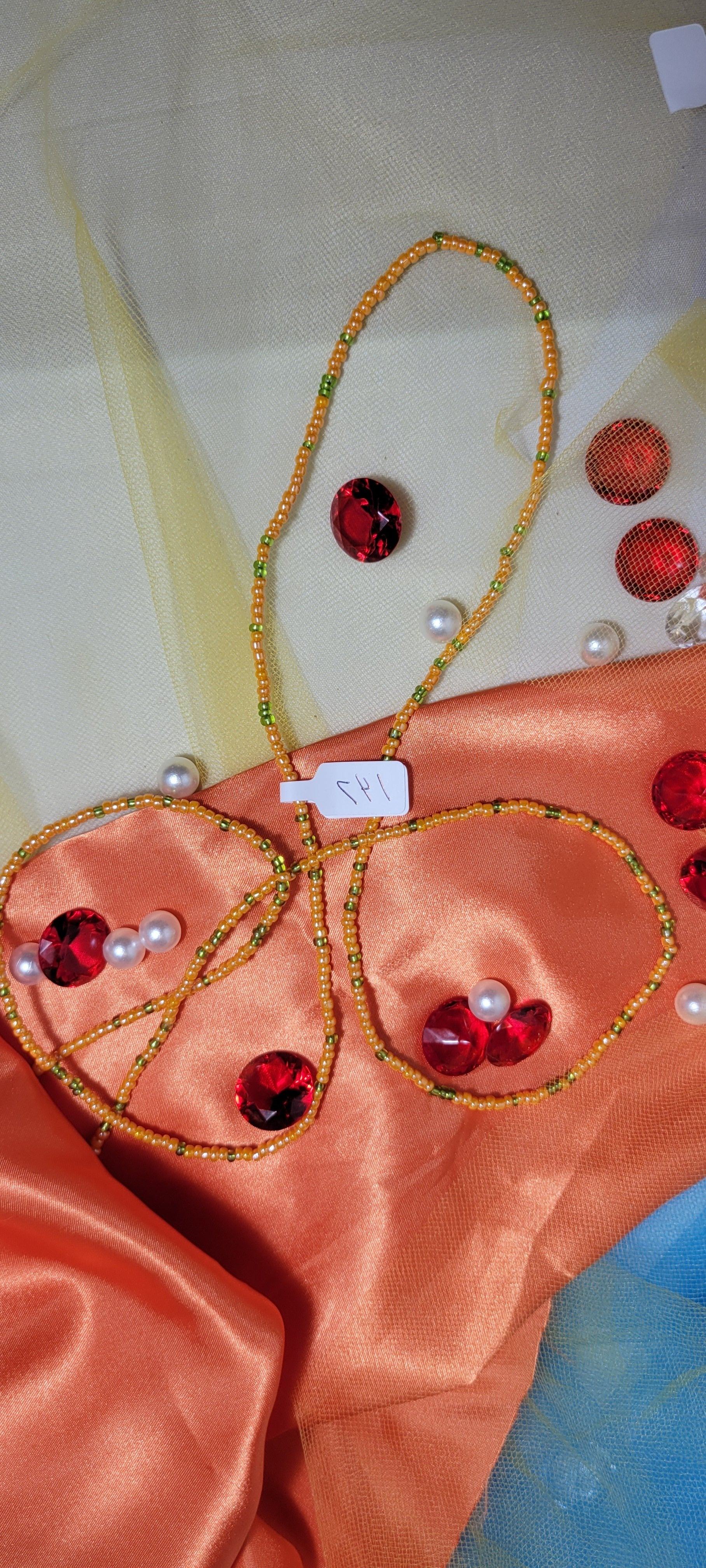 Orange and Green Shiny Waist Beads