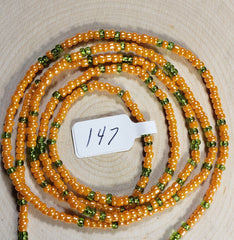 Orange and Green Shiny Waist Beads