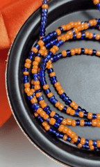 Shiny Orange and Blue Waist Beads - Beads Of Africa