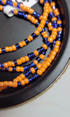 Shiny Orange and Blue Waist Beads - Beads Of Africa