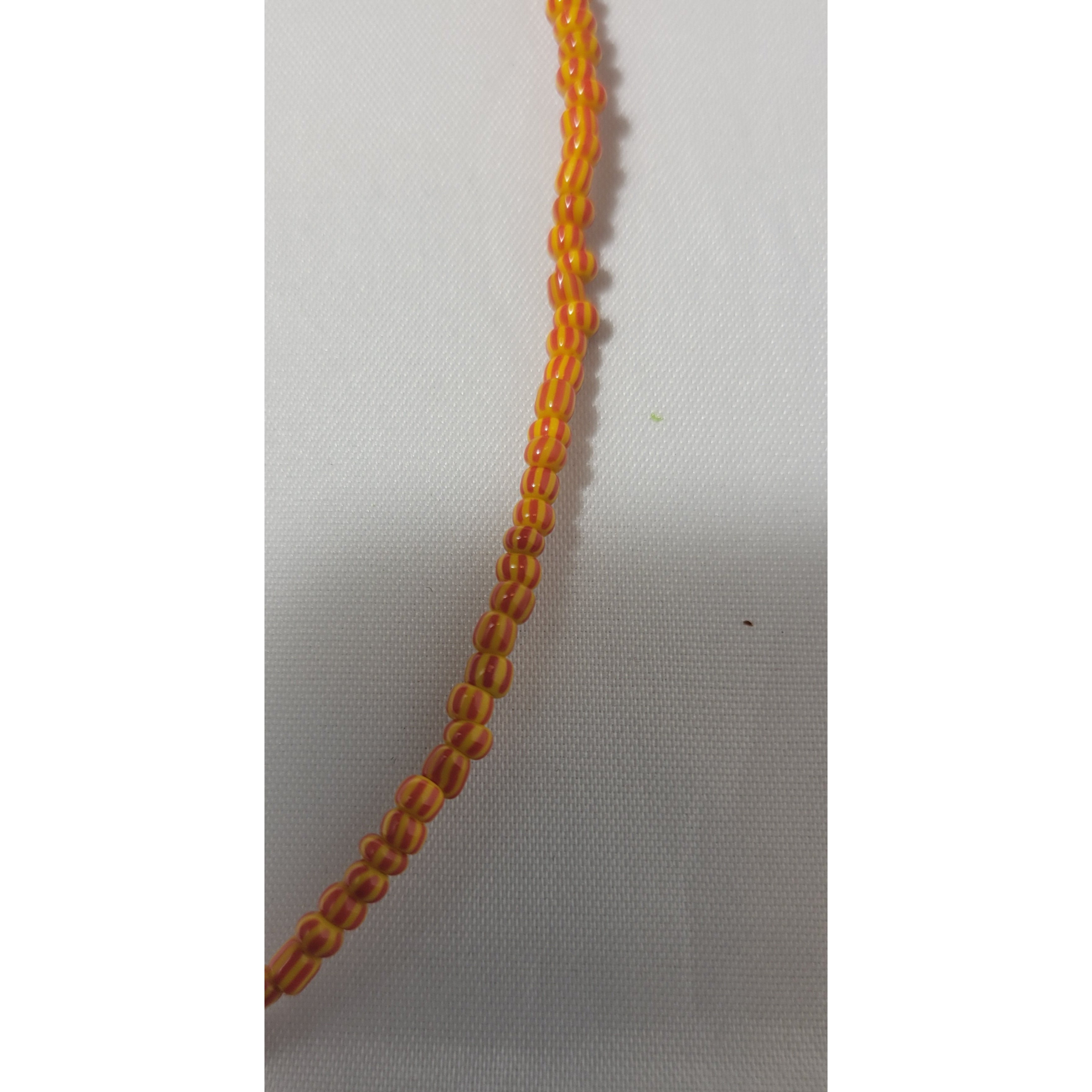Orange Striped Waist Beads