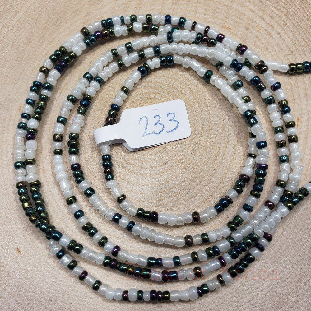 Pearl White and Deep Multicolored Shiny Waist Beads