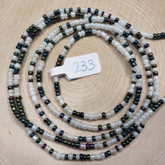 Pearl White and Deep Multicolored Shiny Waist Beads