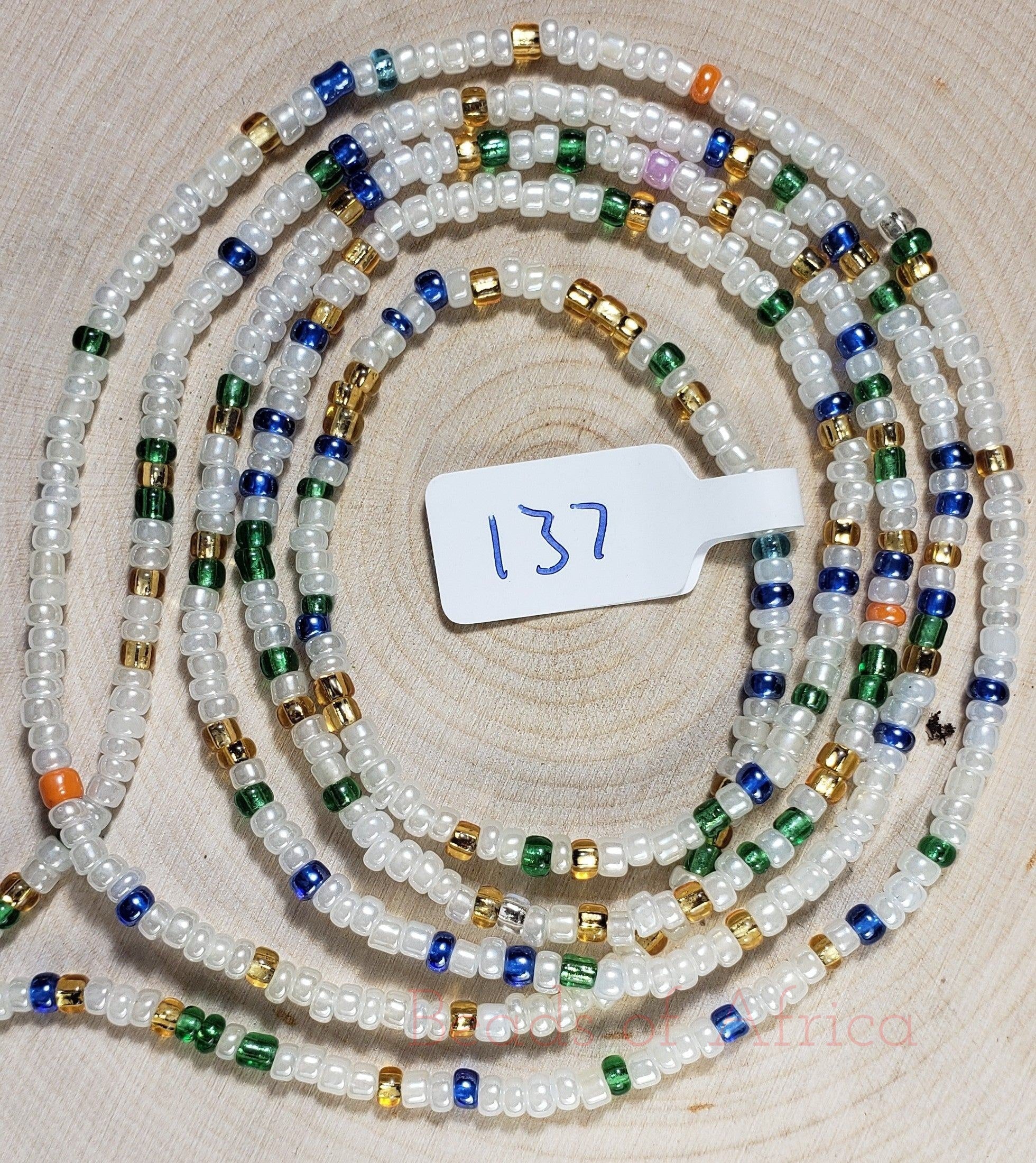 Pearl White with Multicolor Shimmering Waist Beads