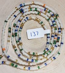 Pearl White with Multicolor Shimmering Waist Beads