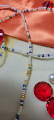 Pearl White with Multicolor Shimmering Waist Beads
