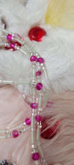 Pink Gem and Clear Tubular Glow in the Dark Waist Beads