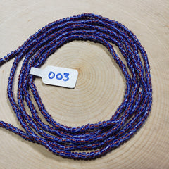 Purple, Red and White Striped Waist Beads