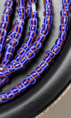 Blue, Red and White Striped Waist Beads - Beads Of Africa