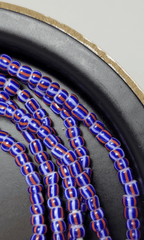 Blue, Red and White Striped Waist Beads - Beads Of Africa