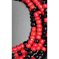 Red & Black thick Waist Beads - Beads Of Africa