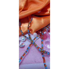 Red, Blue and Gold Shiny Waist Beads